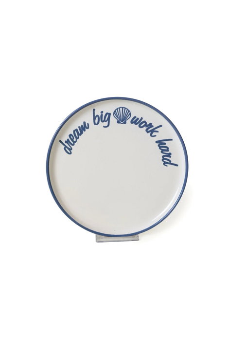 Hermia Juego de Servir Pasteles de Cerámica Blanco y Azul de 22 cm